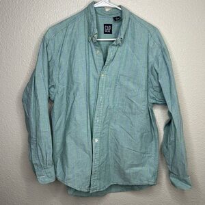 GAP Men's Casual Light Green Striped Shirt